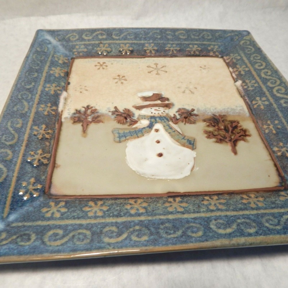 St Nicholas Square Forest Friends Snowman Square Plate